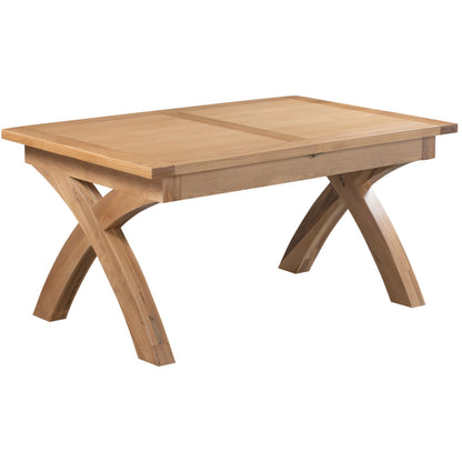 Braemar 4-6 Seater Cross Legged Extending Dining Table Oak closed