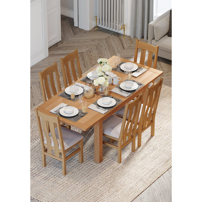 Braemar 4-6 Seater Medium Extending Dining Table Oak extended with Braemar River Dining Chair above view