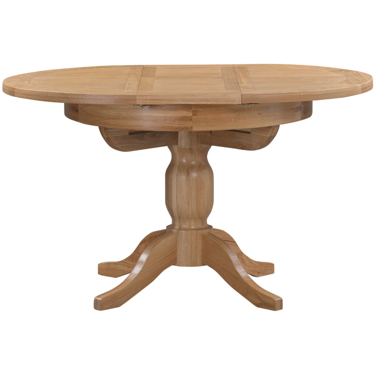 Braemar 4 Seater Round Extending Dining Table Oak extended side view