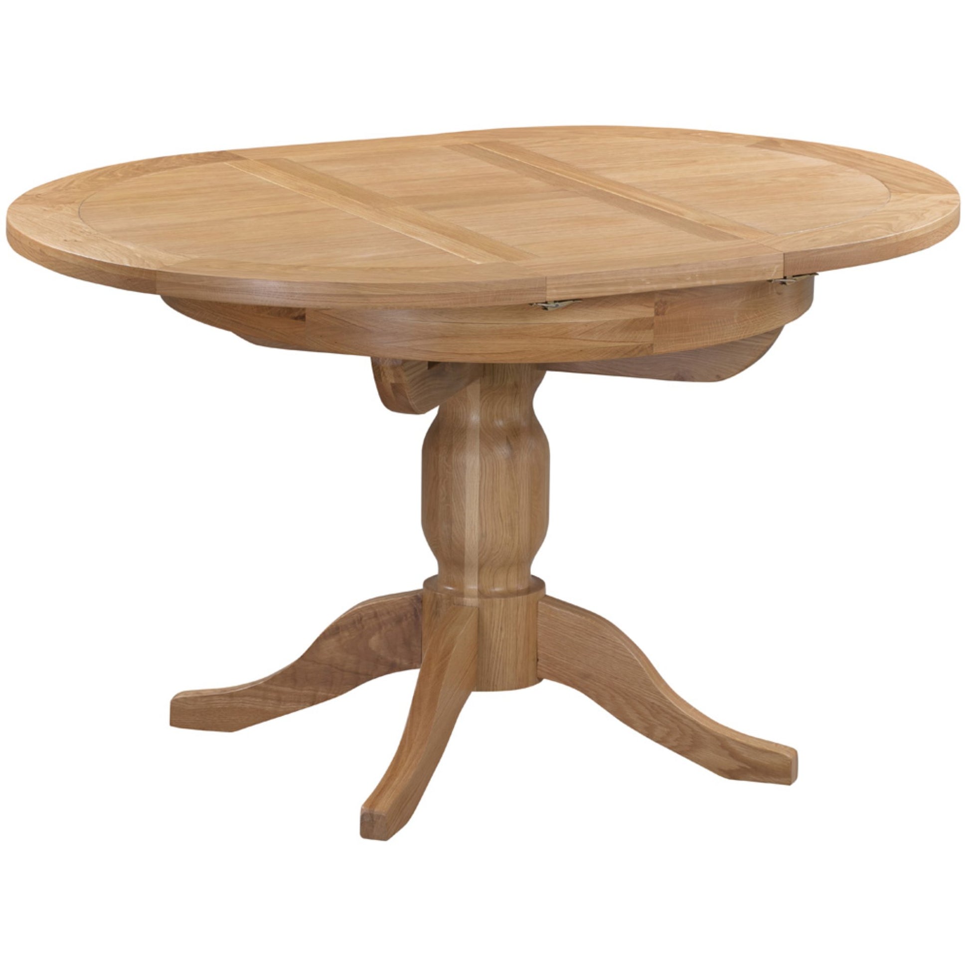 Braemar 4 Seater Round Extending Dining Table Oak extended