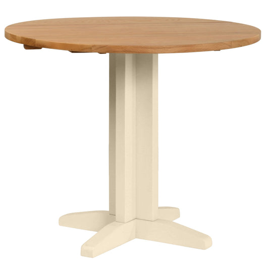 Braemar Painted 4 Seater Round Drop Leaf Dining Table Oak up