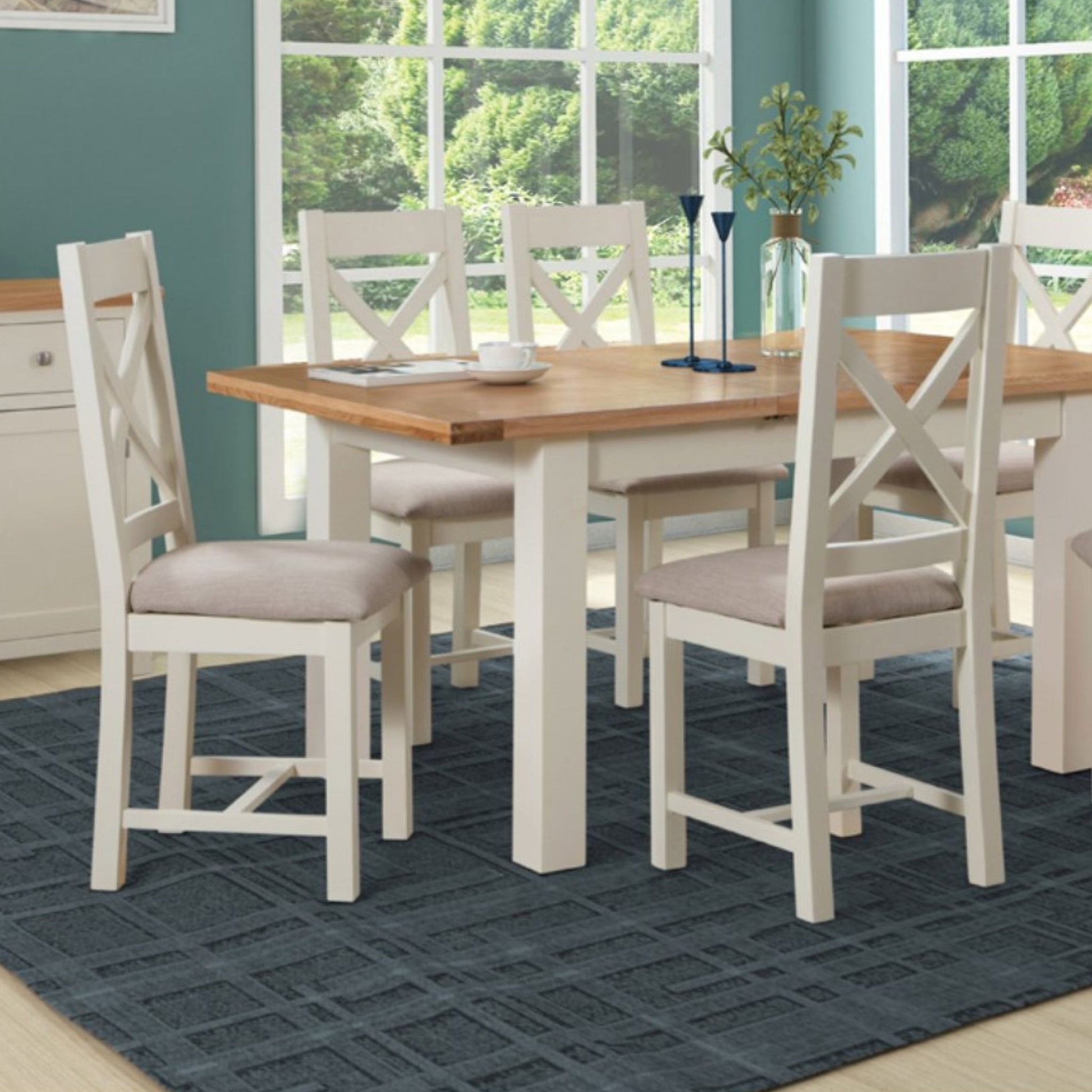 Braemar Painted Cross Back Dining Chair with Braemar Painted 4-6 Seater Medium Extending Dining Table