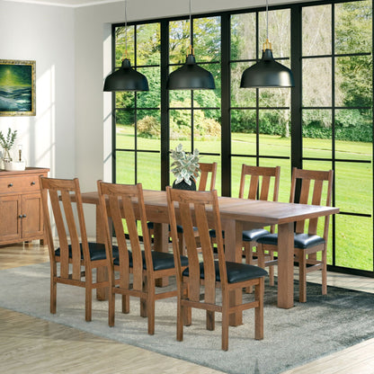 Braemar Rustic 4-6 Seater Medium Extending Dining Table Oak extended with Braemar Rustic River Dining Chair