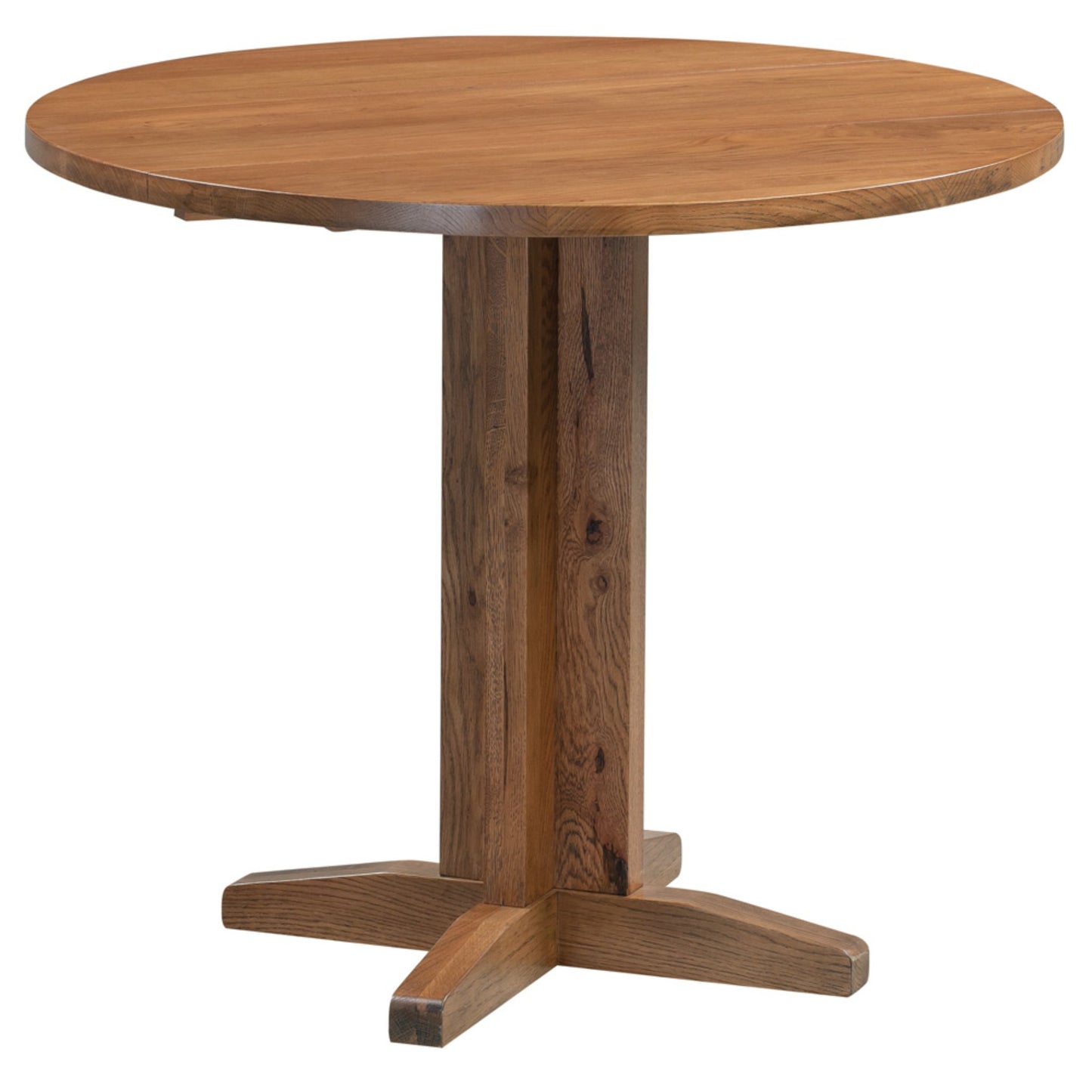 Braemar Rustic 4 Seater Round Drop Leaf Dining Table Oak up