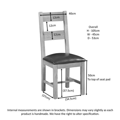 Braemar Ladder Back Dining Chair Ash dimensions