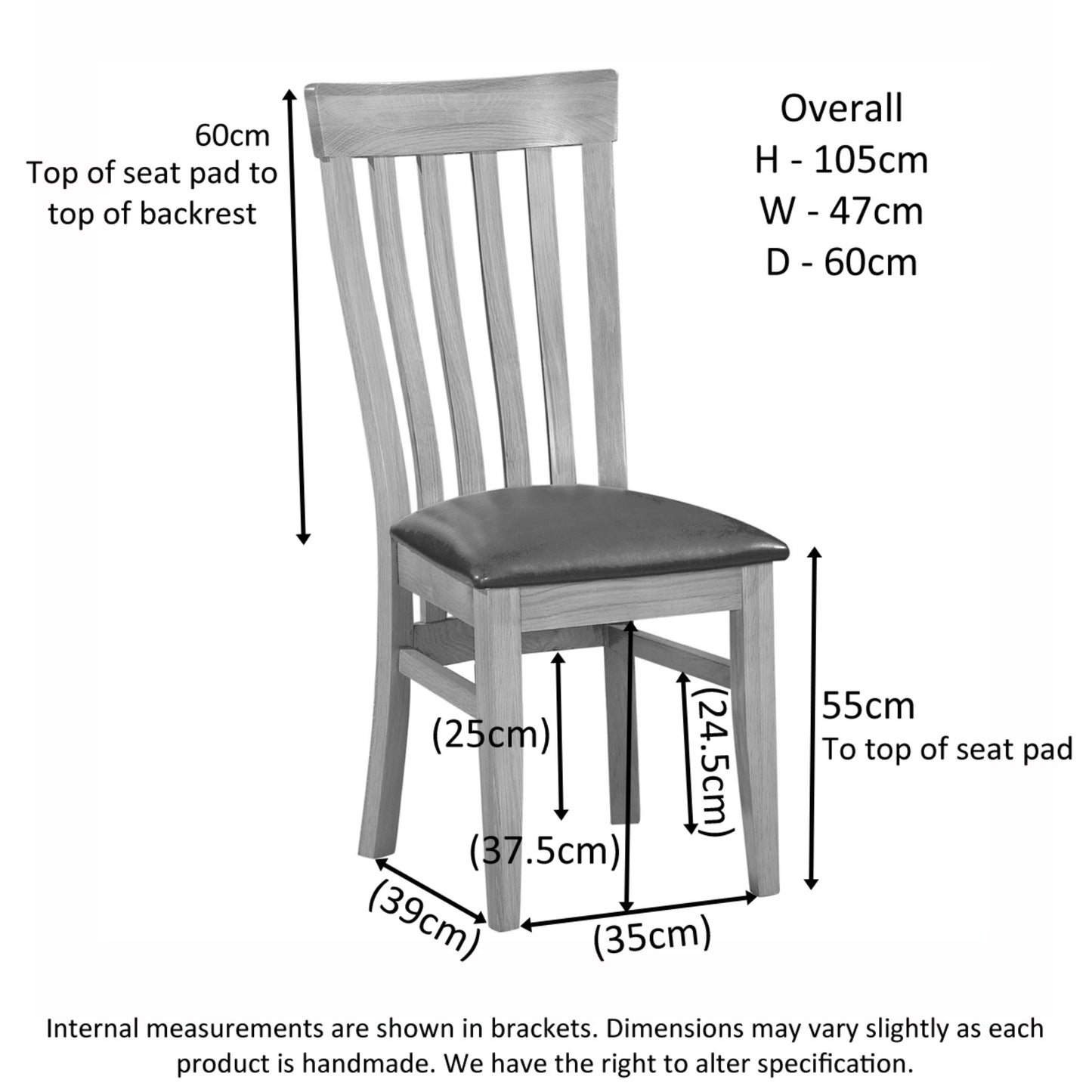 Braemar Waterfall Dining Chair Ash dimensions