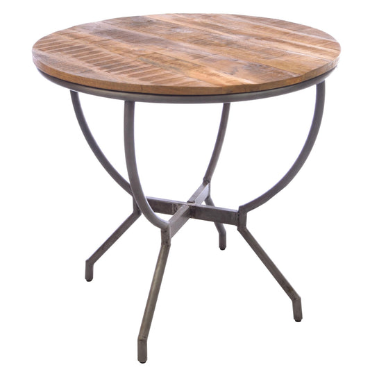 Forge 4 Seater Round Dining Table Mango Wood Steel early industrial look