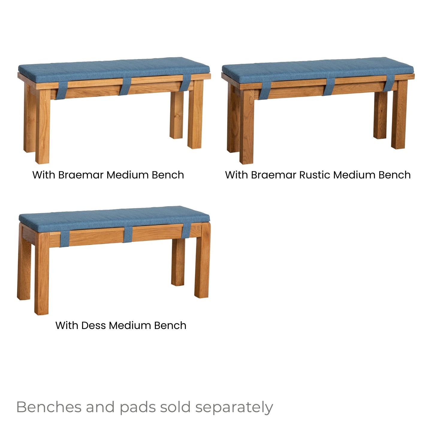 Inver 104cm Medium Bench Pad Blue with medium benches