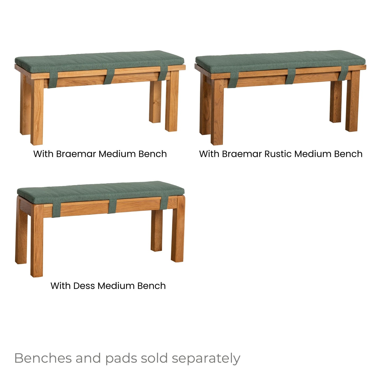 Inver 104cm Medium Bench Pad Green with medium benches