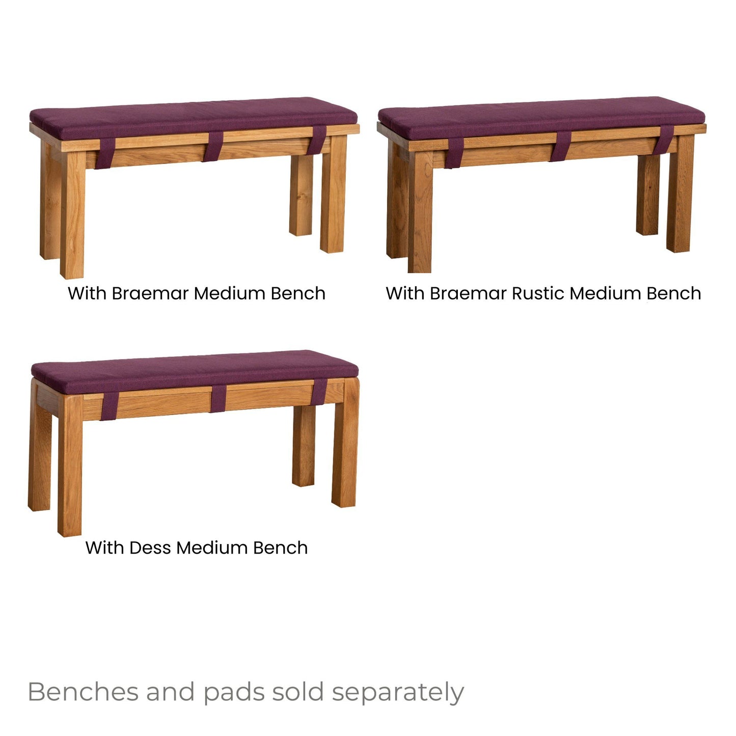 Inver 104cm Medium Bench Pad Maroon with medium benches