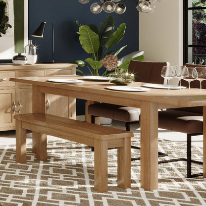 Killington 104cm Medium Dining Bench Oak with Killington 4-6 Seater Extending Dining Table Oak extended