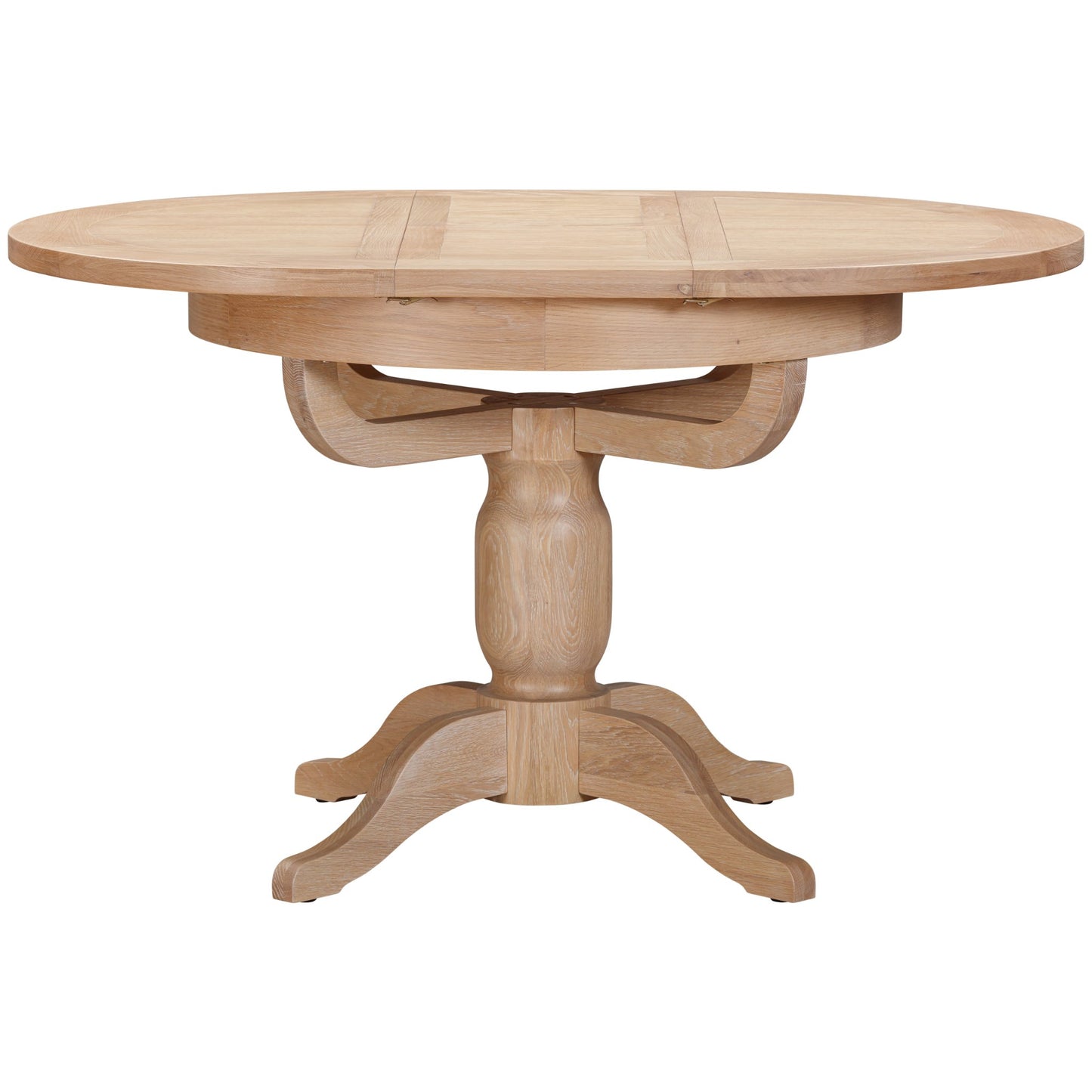 Killington 4 Seater Round Extending Dining Table Oak extended side view