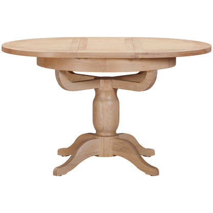 Killington 4 Seater Round Extending Dining Table Oak extended side view