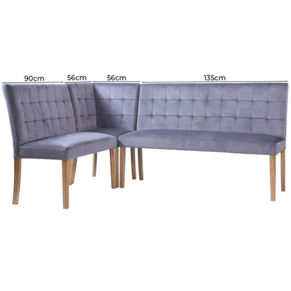 Mar Corner Dining Bench Set Banquette Oak Graphite dimensions