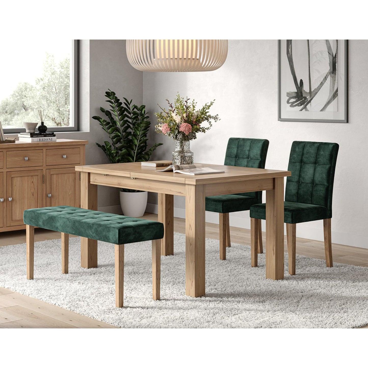 Mar Dining Chair Oak Forest and Mar 104cm Medium Dining Bench Oak Forest