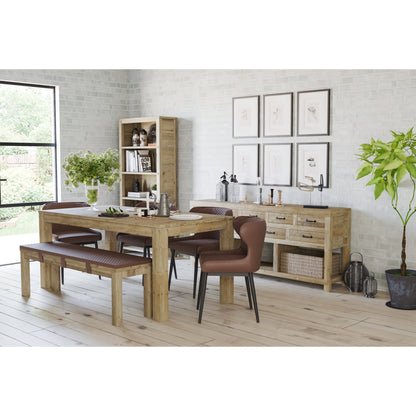 Parkmore 6 Seater Dining Table Reclaimed Pine with Parkmore 146cm Large Dining Bench Reclaimed Pine and Parkmore Dining Chair wide view