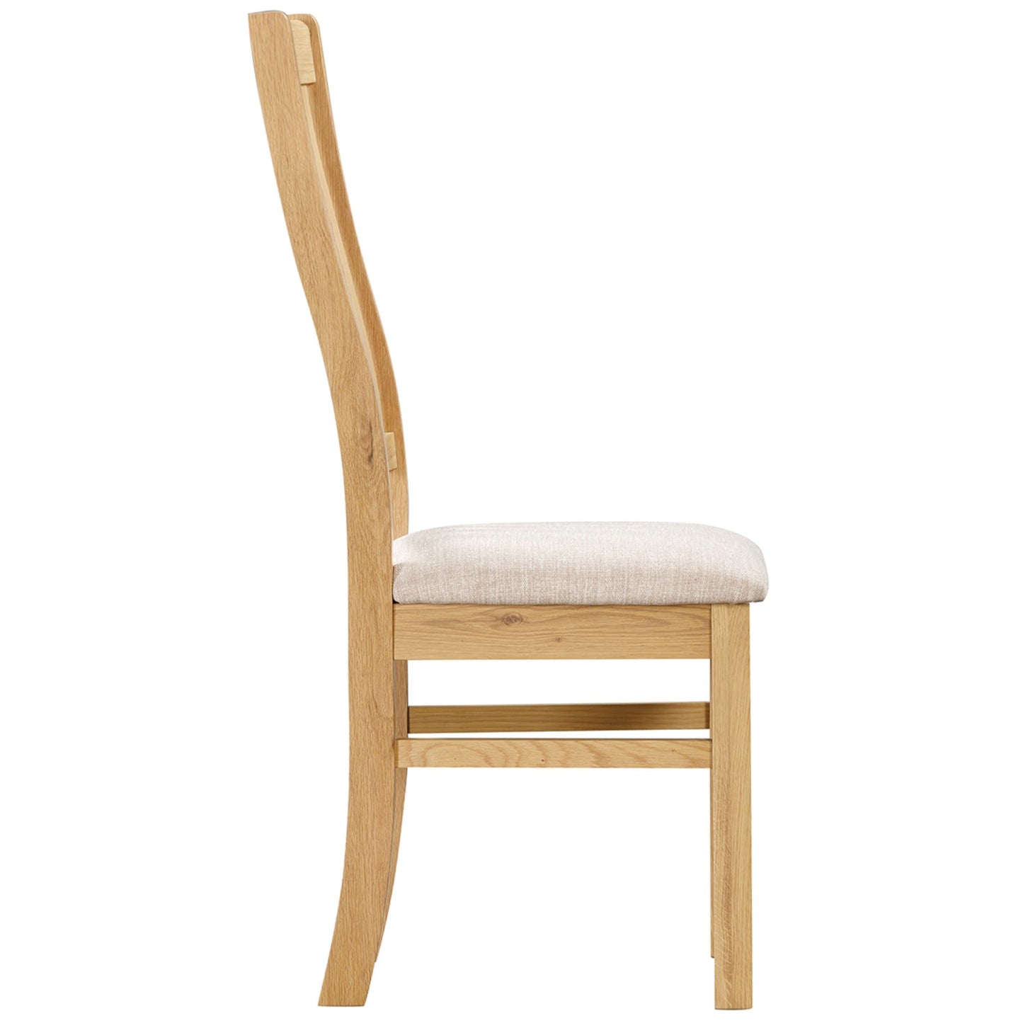 Stowe Dining Chair Oak Beige Fabric side